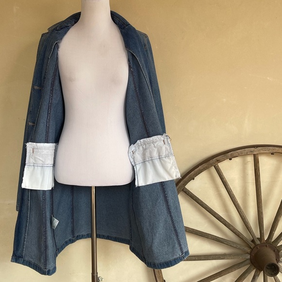 OOAK EMBROIDERED POLO PONY HORSE SCENE Denim Coat by Halogen Woman’s S Vtg RARE! - Picture 6 of 15